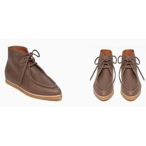 Coclico Women's Quinn Leather Brown Pointed Toe Wedge Chukka Boot, Size 39, EUC